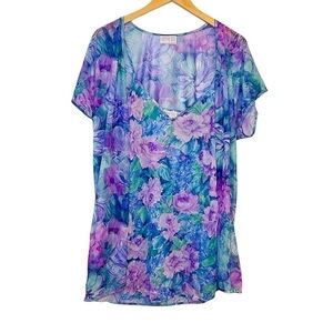 Vintage Feather Bed Intimates Slip Dress and Kimono Floral Pajama Small